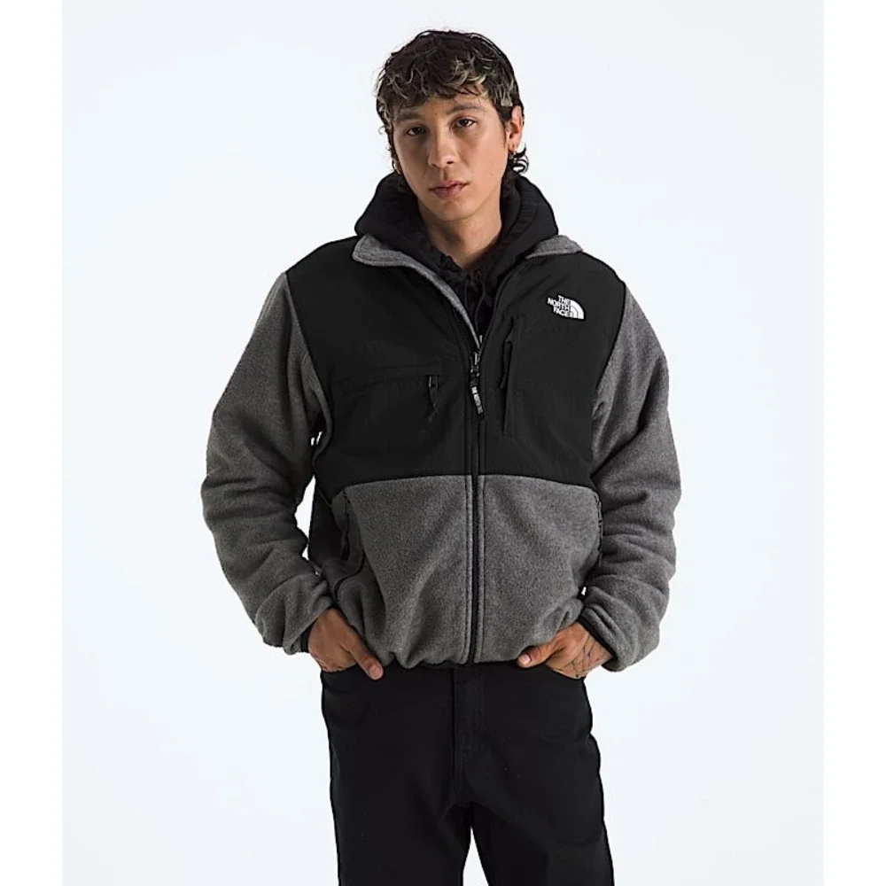 The North Face Men Retro Denali Jacket Grey Black Full Zip Fleece NF0A3XAU Large